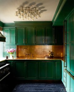 Venus kitchen green cabinets